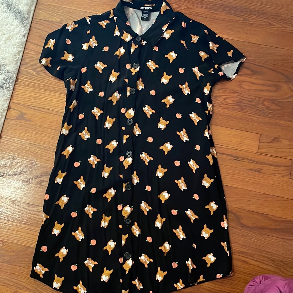 Button up corgi/peach dress